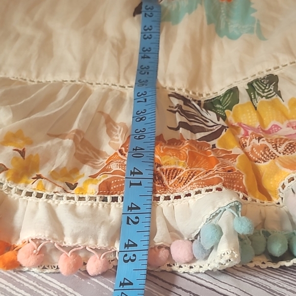 Farm Rio Anthropologie Havanna Cotton Floral Bobbles Midi Maxi Dress XS Petite - Picture 16 of 16